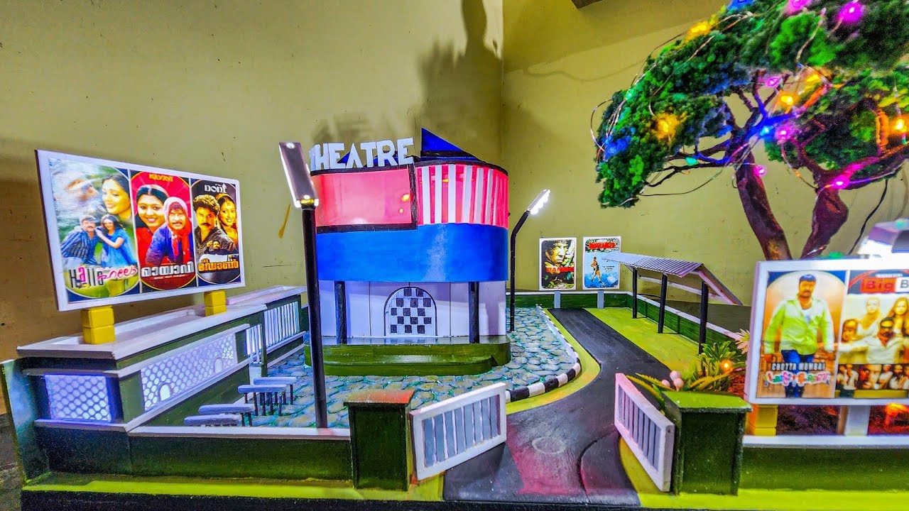MINIATURE CARDBOARD MOVIE THEATRE || DIY CARDBOARD || Cinema Theatre || Kerala Theatre