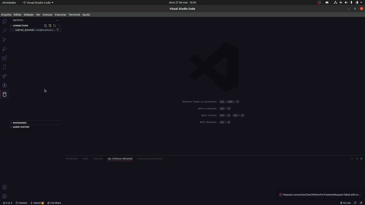 Criando conex&atilde;o MySQL no VsCode