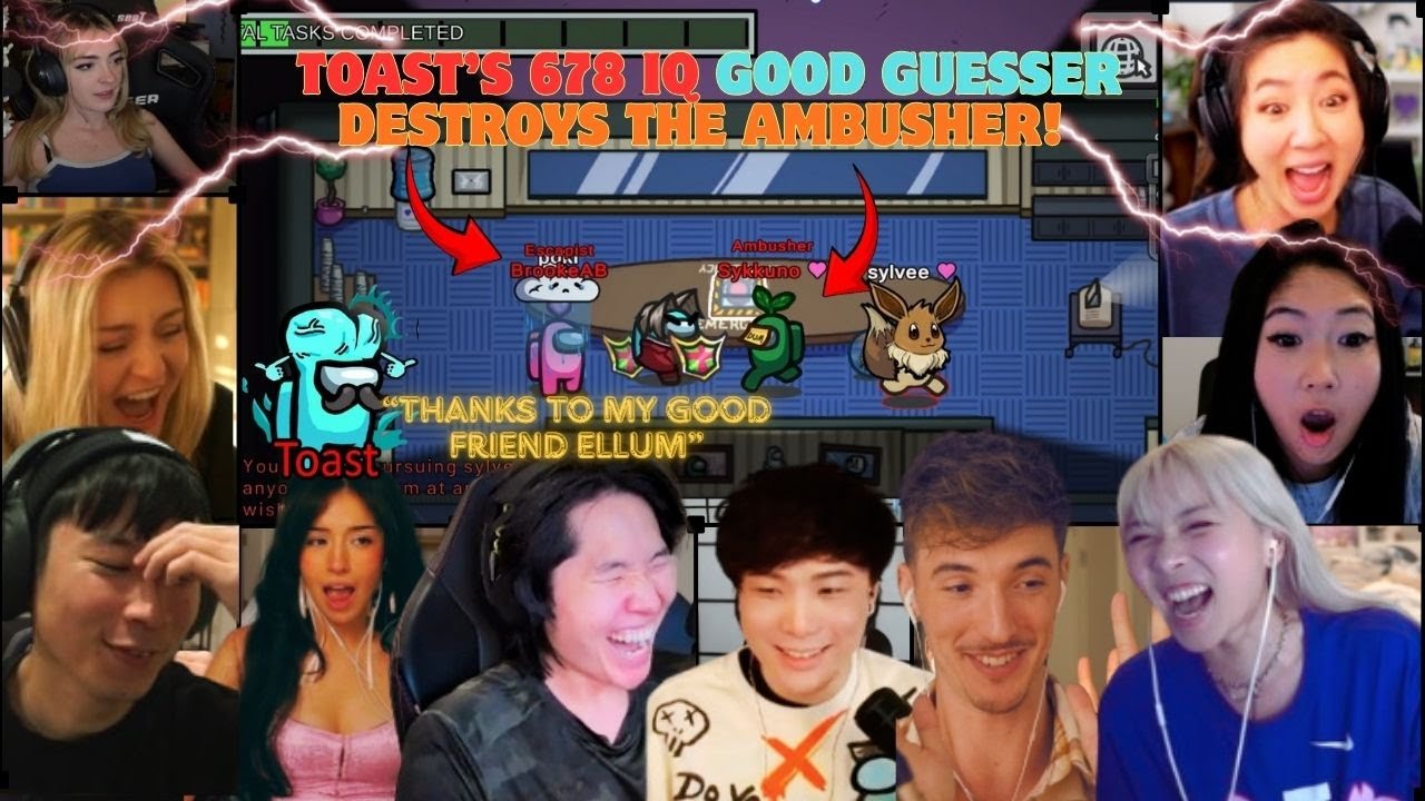 Disguised Toast 678 IQ Good Guesser vs Ambusher Sykkuno with the Shortest Game of AMOGUS with ARKY