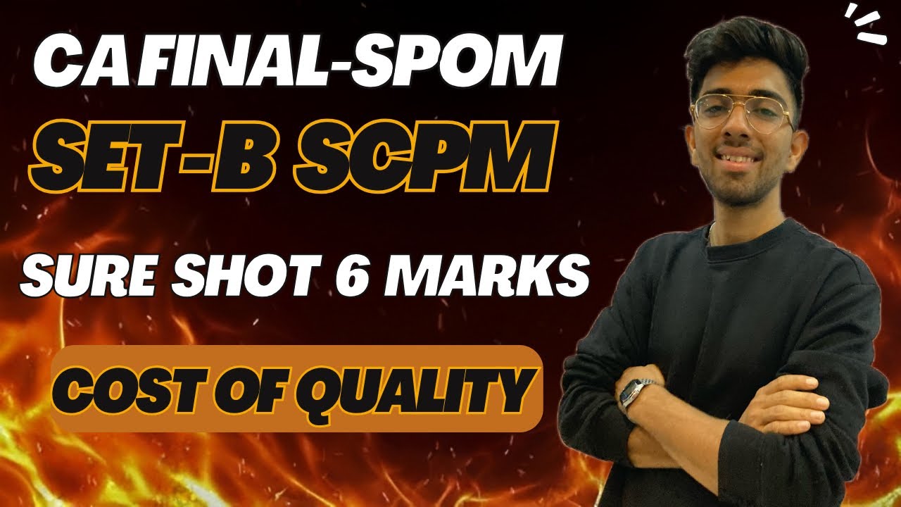 #7 Cost of Quality | Set-B SPOM | CA Final Strategic Cost & Performance Mgt. | Rohit Tiwari.