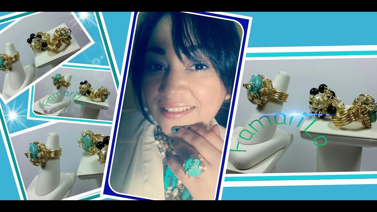 Anillo con alambre y piedra Azul Turquesa