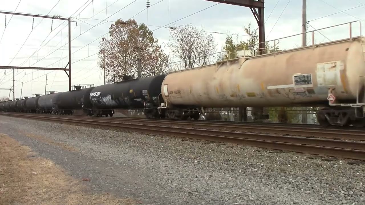 20191105 November 5 2019 CSX Q300 with autoracks and Tropicana Orange juice cars up front Langhorne