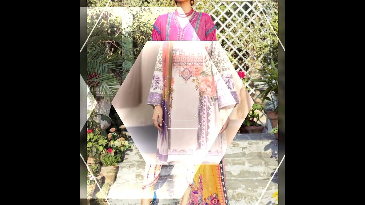 Latest 3 piece dress designs ideas Printed shirt with dupatta collection with plain trouser designs