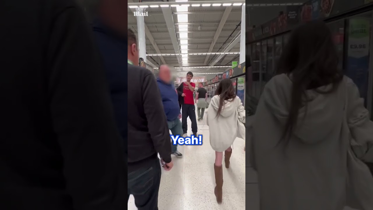 Frustrated shopper destroys vegan's megaphone