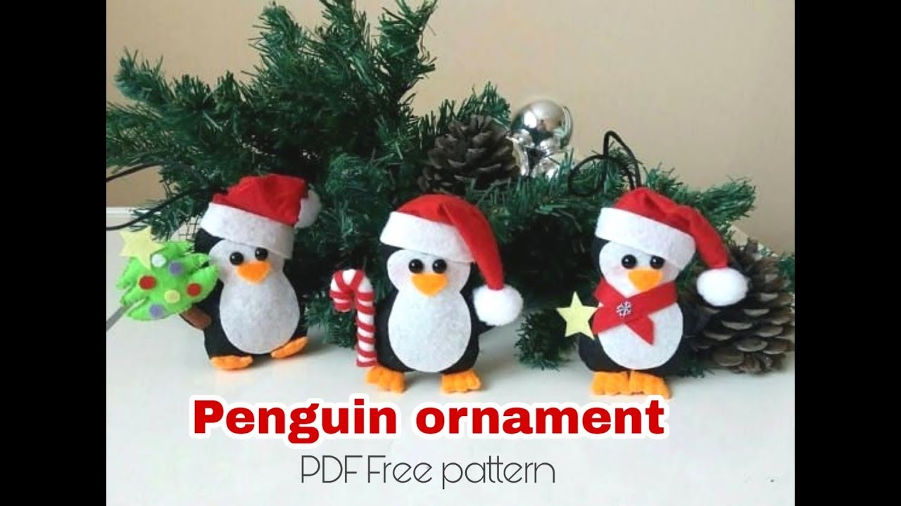 Keçeden yılbaşı süsleri nasıl yapılır | Penguen yapımı | Christmas felt ornament Free PDF pattern