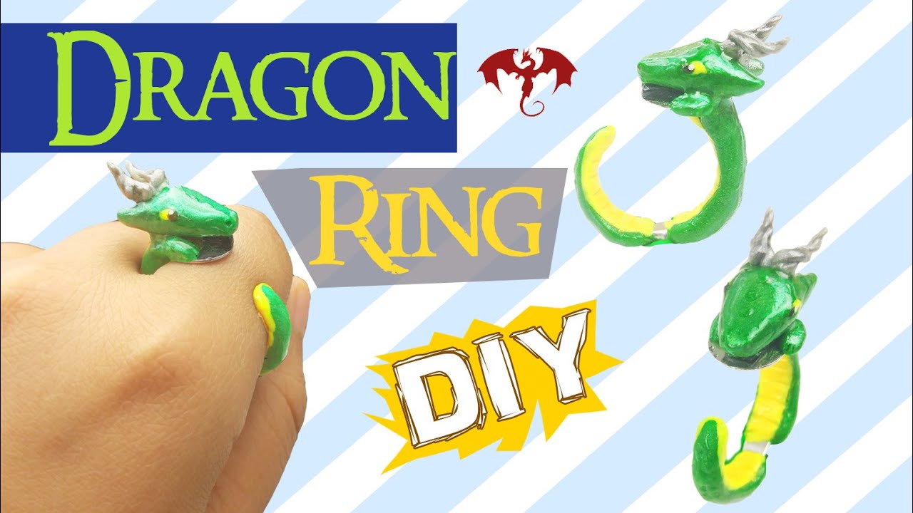 DIY DRAGON RING - Dragon Polymer Clay Tutorial - how to make a handmade ring  craft