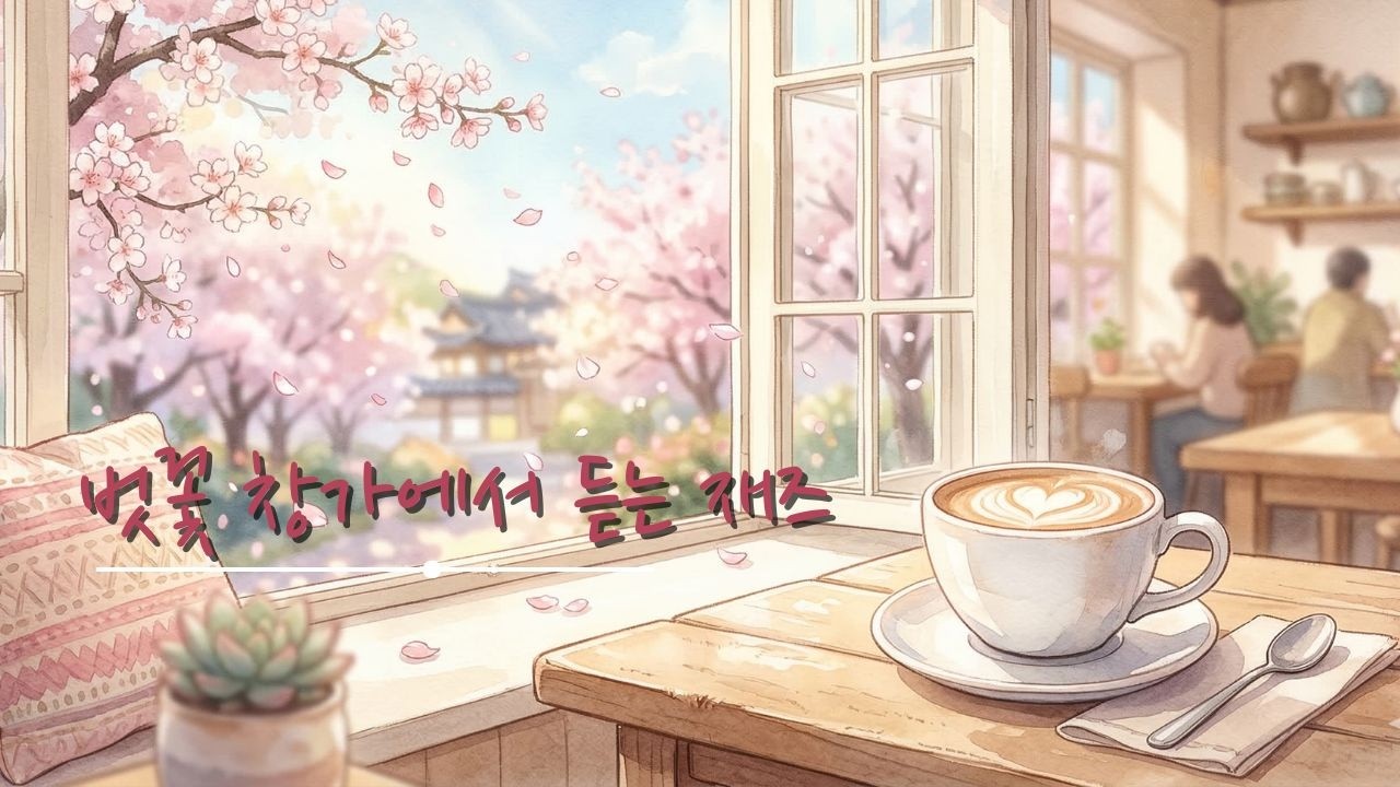 🌸벚꽃 창가에서 듣는 재즈 1시간 | Cherry Blossom Cafe Jazz