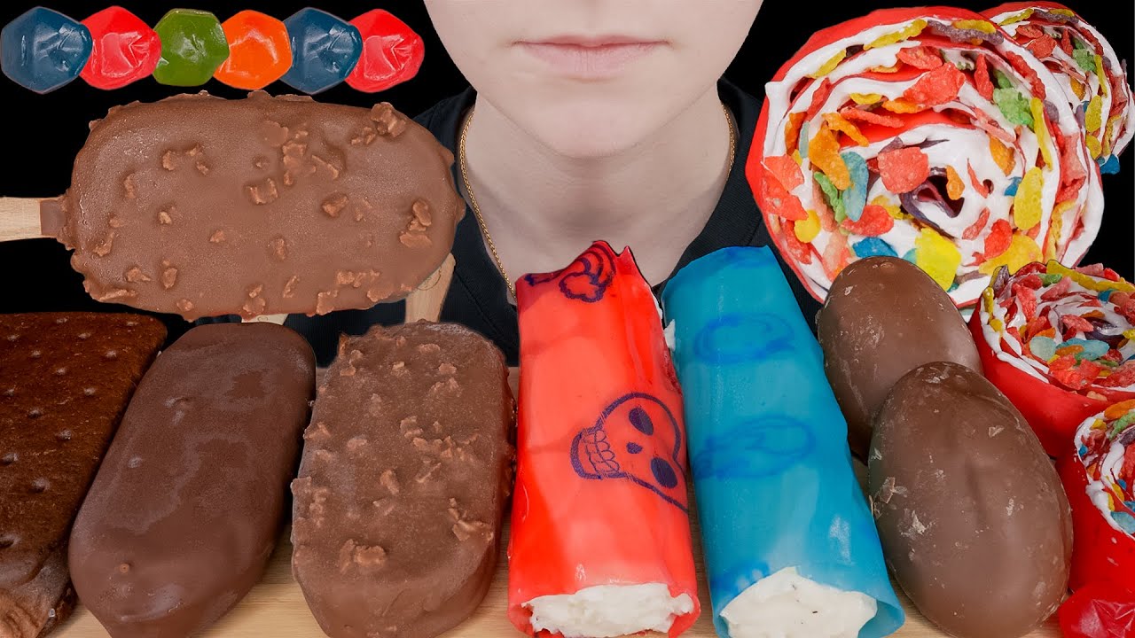ASMR Chocolate Ice Cream & Desserts *Magnum, Haagen-Dazs, Fruit Roll Up Ice Cream Trend, Marshmallow