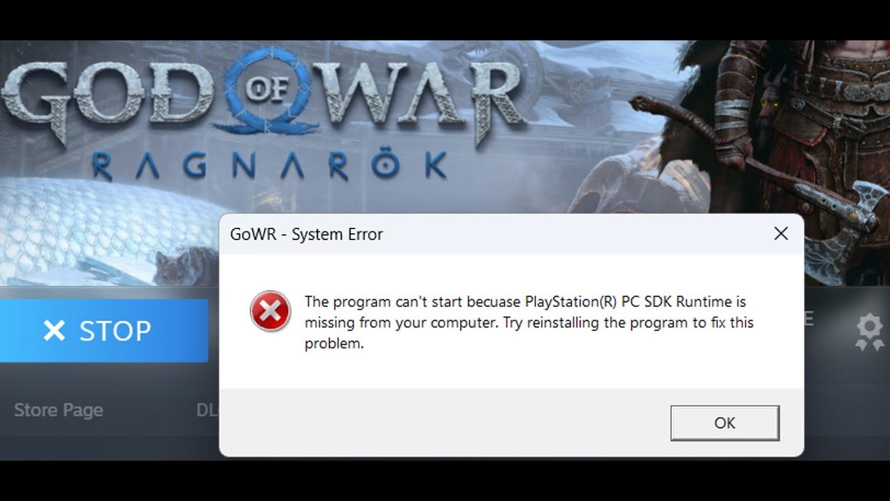 Fix God Of War Ragnarok Error Program Can't Start Because PlayStation(R) PC SDK Runtime Is Missing