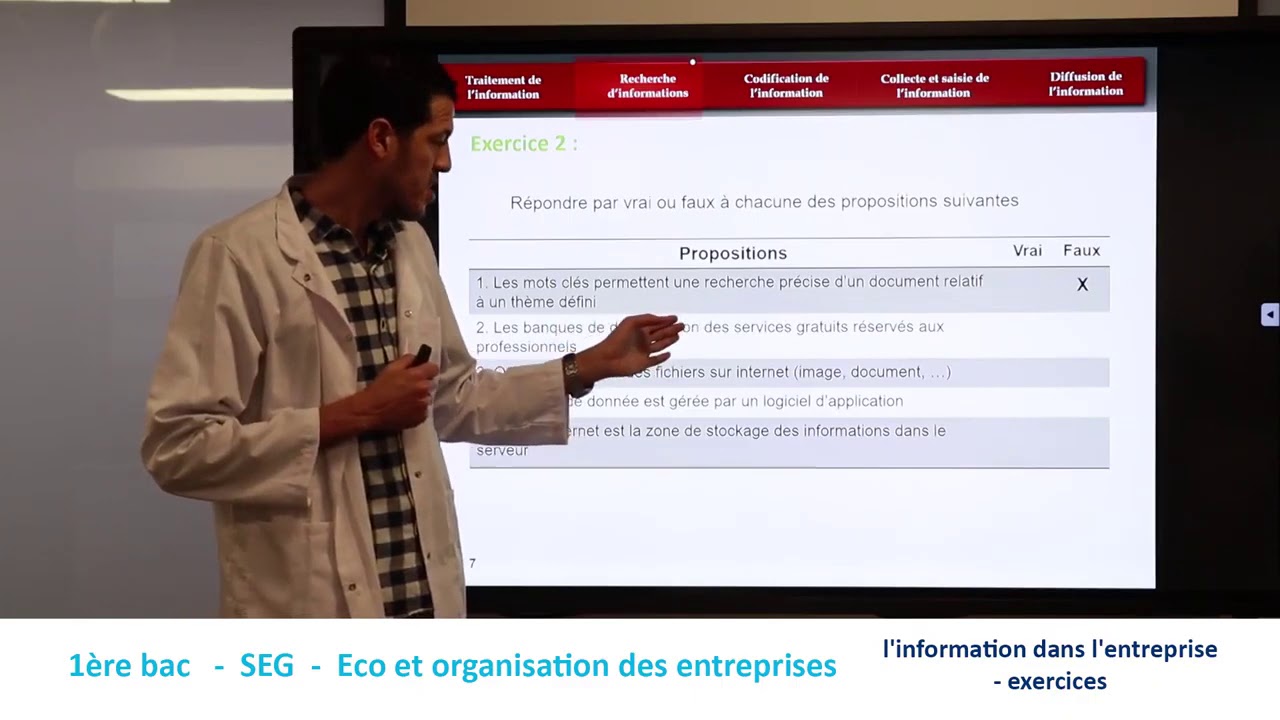 Exercices:  L'information dans l'entreprise