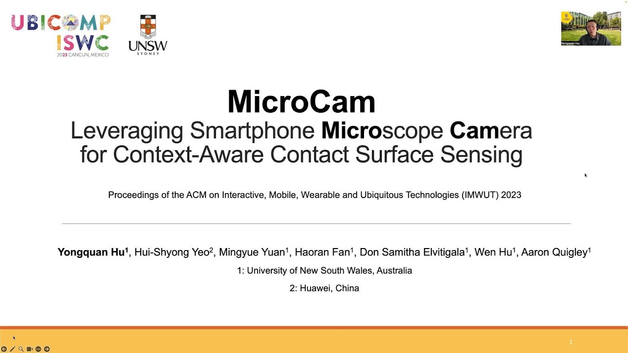 Ubicomp23: MicroCam, Yongquan (Owen) Hu