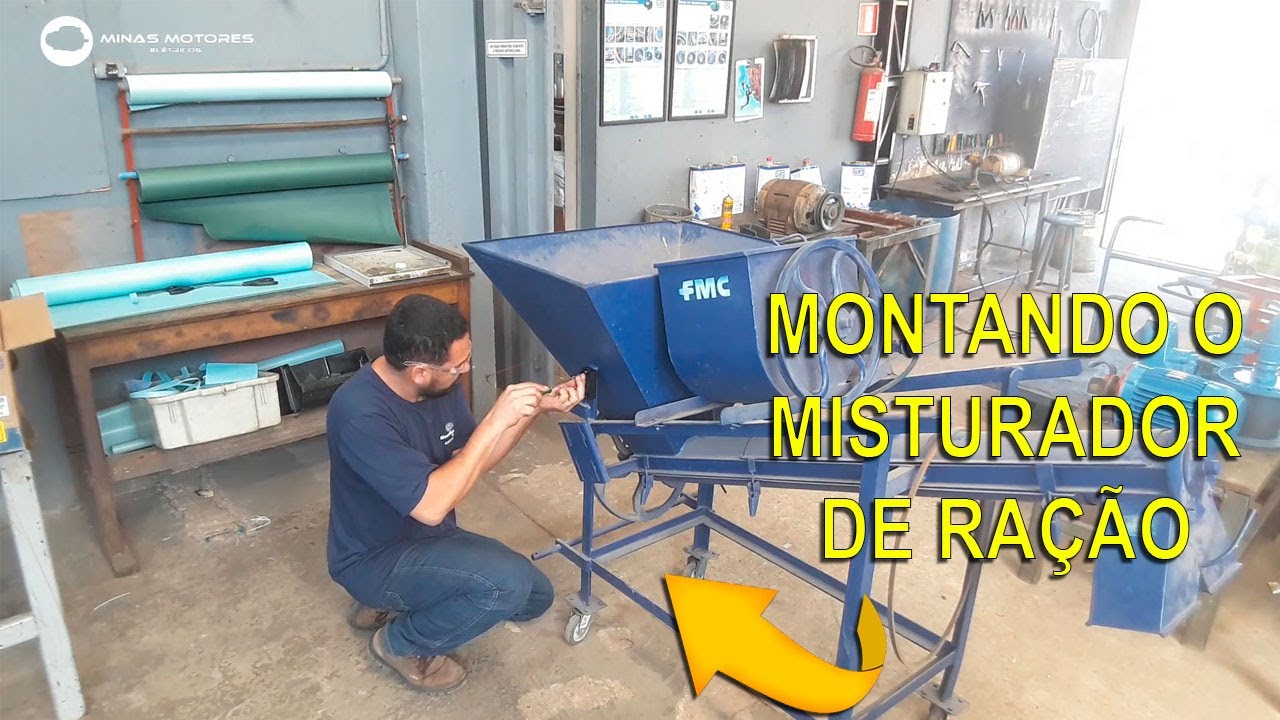 Time lapse da montagem do motor elétrico no misturador de ração