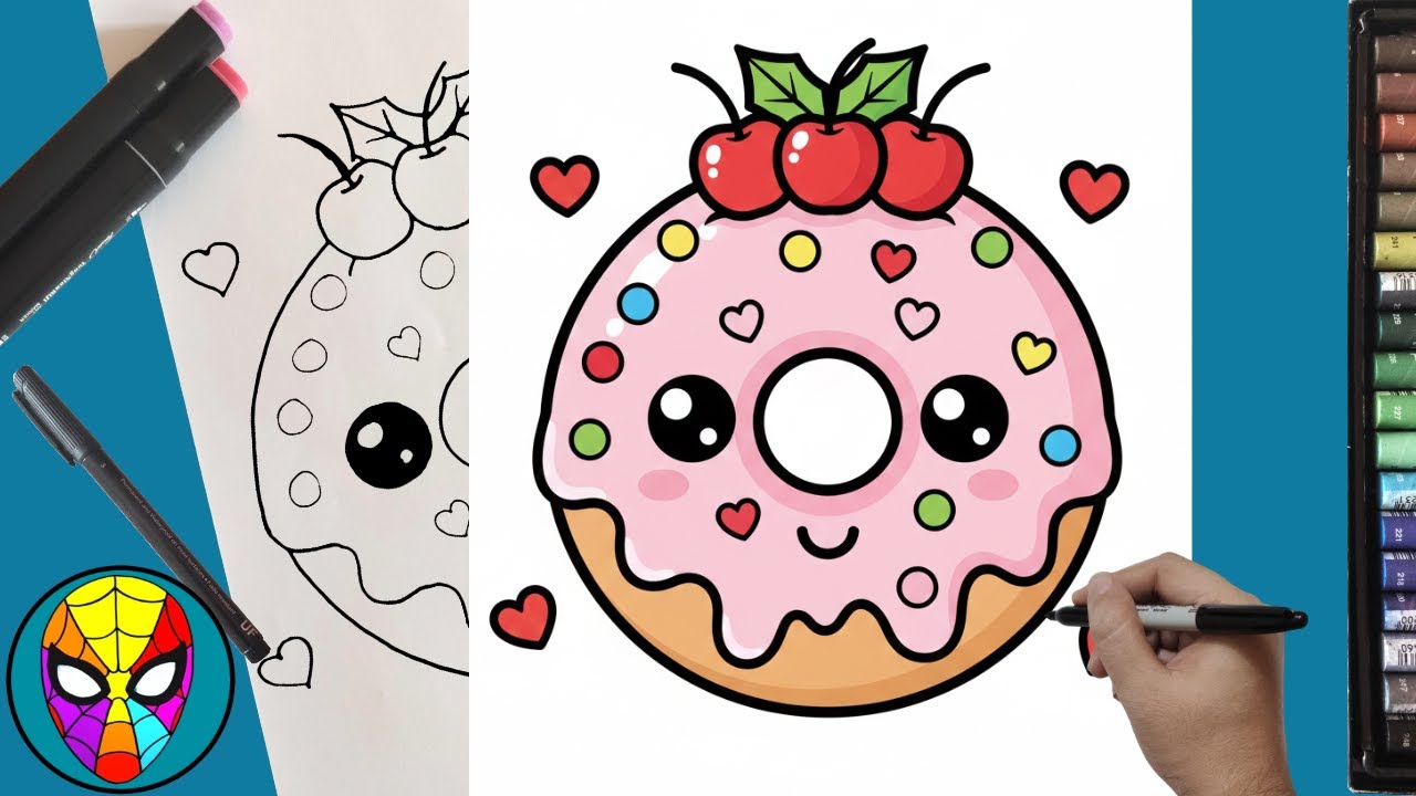 How to Draw a Cute Donut Easy Drawing and Coloring for Kids and Toddlers