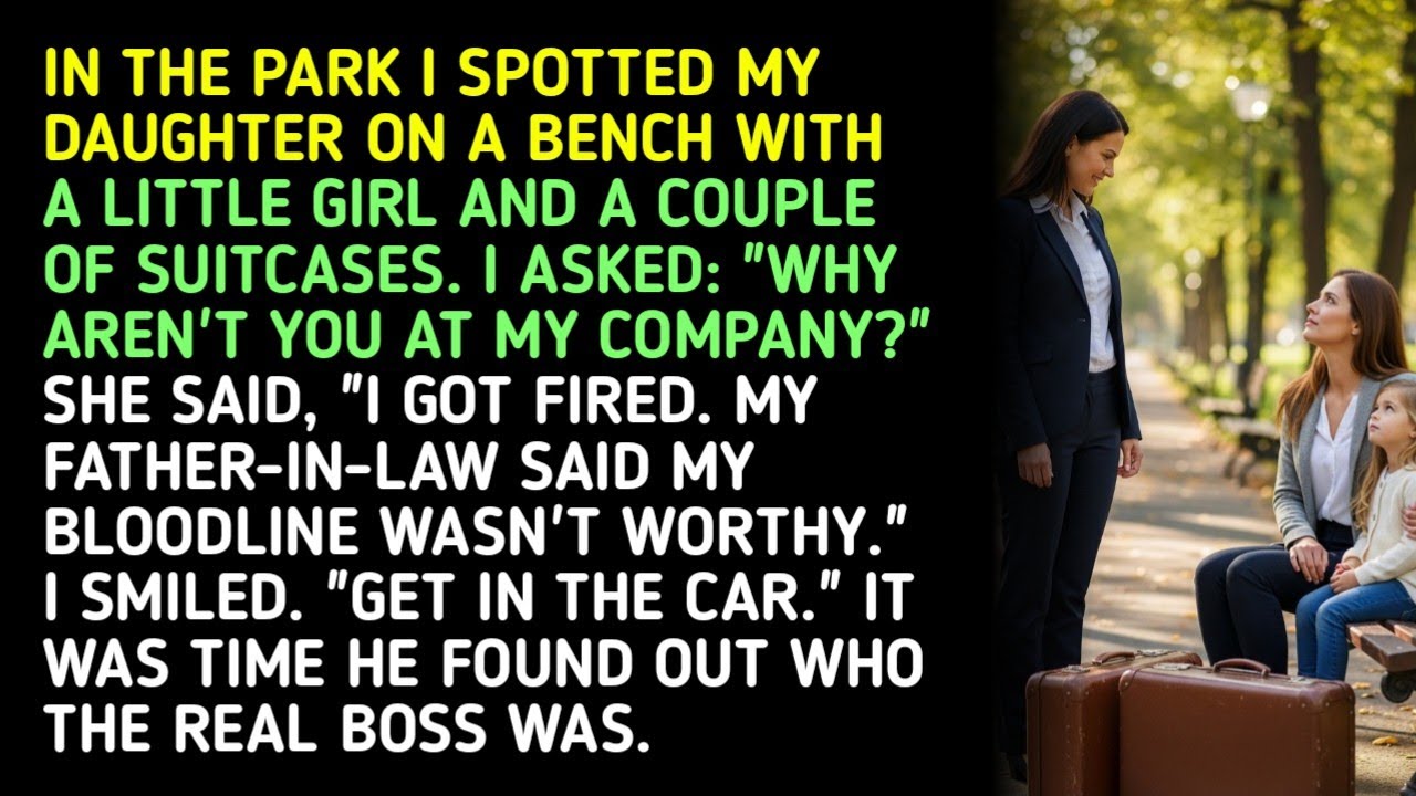 IN THE PARK I SPOTTED MY DAUGHTER ON A BENCH WITH A LITTLE GIRL AND A COUPLE OF SUITCASES. I ASKED..
