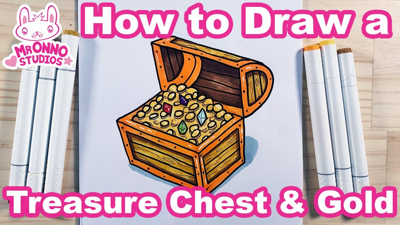 How to Draw a Treasure Chest with Gold - Pirate's Treasure