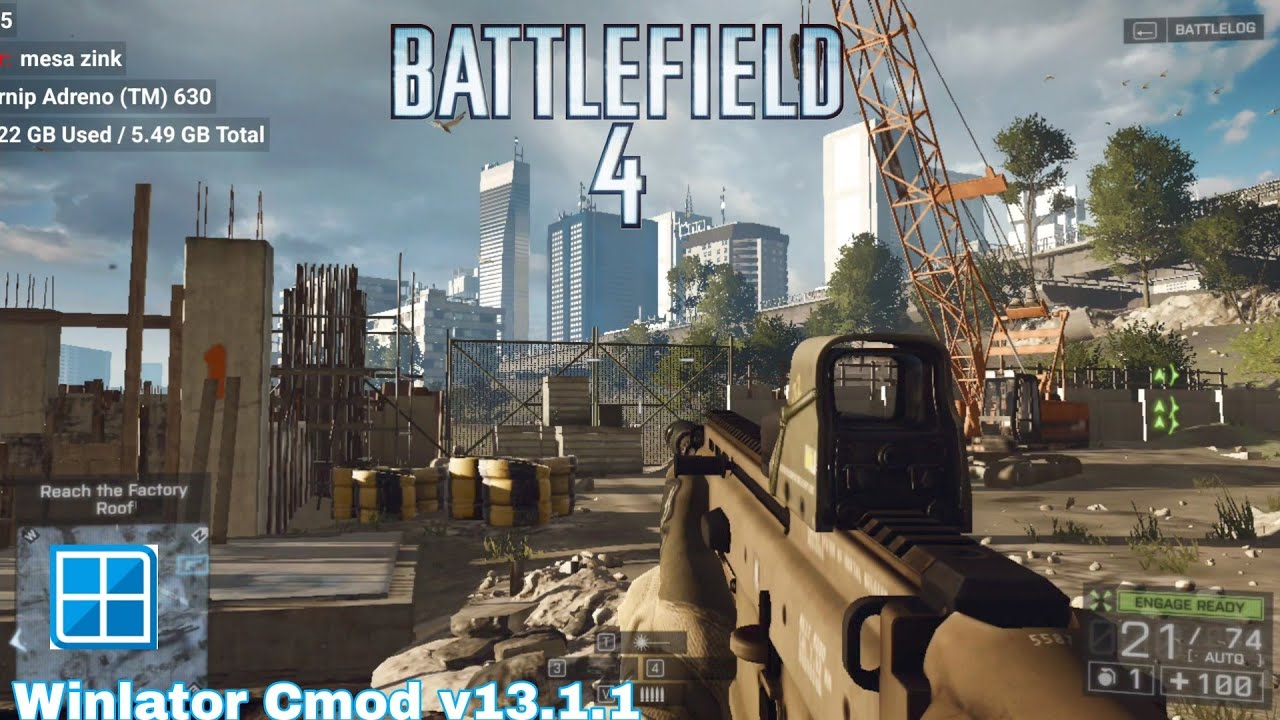Battlefield 4 Snapdragon 845 Winlator Cmod v13.1.1 fix gamepad Gameplay + Settings 