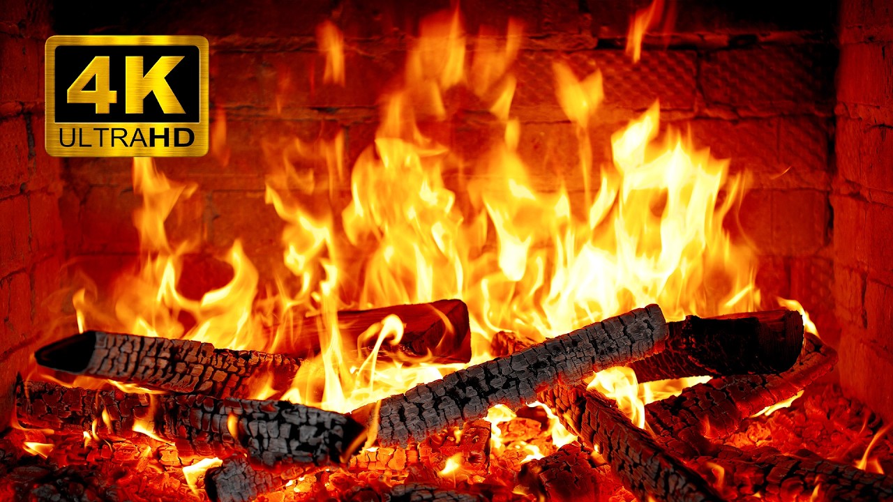 🔥 Камин 4K UHD (12 ЧАСОВ) • Потрескивание огня • АТМОСФЕРА настоящего камина.