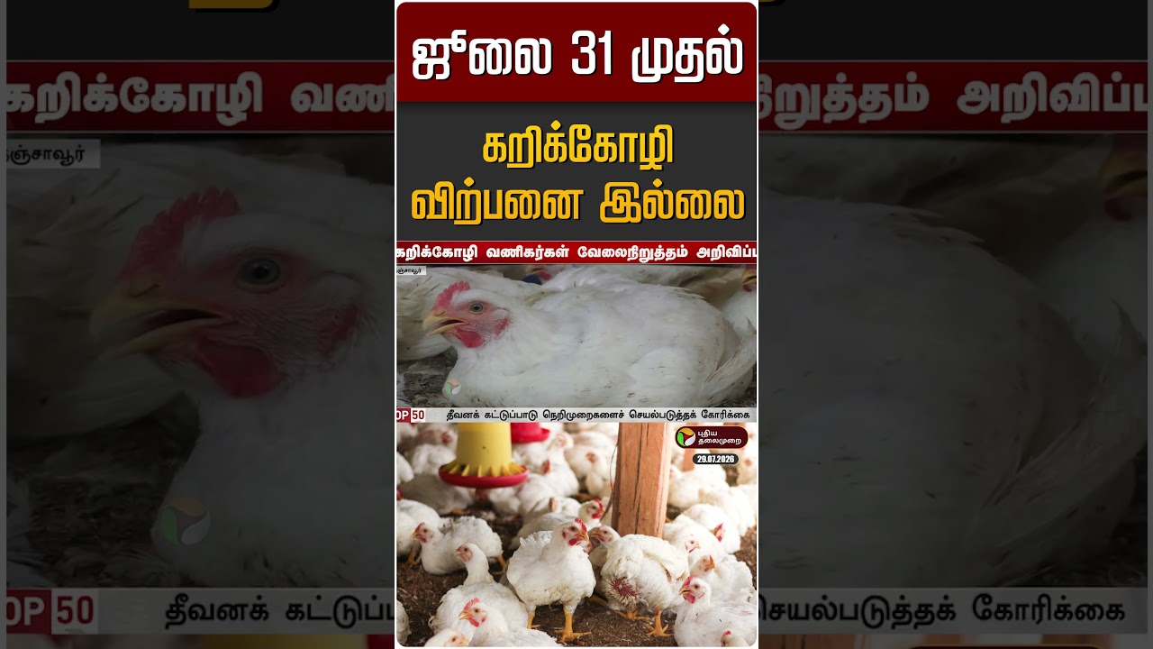 ஜூலை 31 முதல் கறிக்கோழி விற்பனை இல்லை | Broiler Chicken