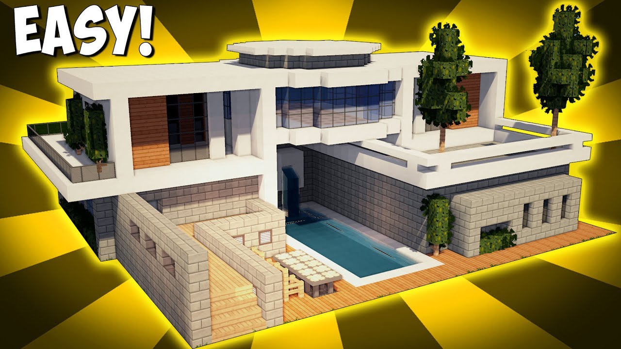 Minecraft: How To Build A Large Modern House Tutorial ( 2017 )