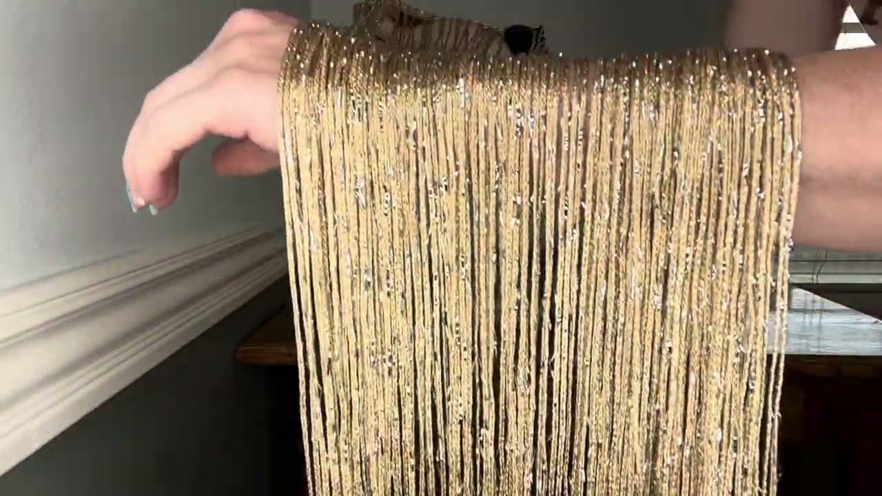 WILLBOND 4 Pcs String Curtains Glitter Fringe Curtains 79 x 39 Inch Door Divider Strip Tassel