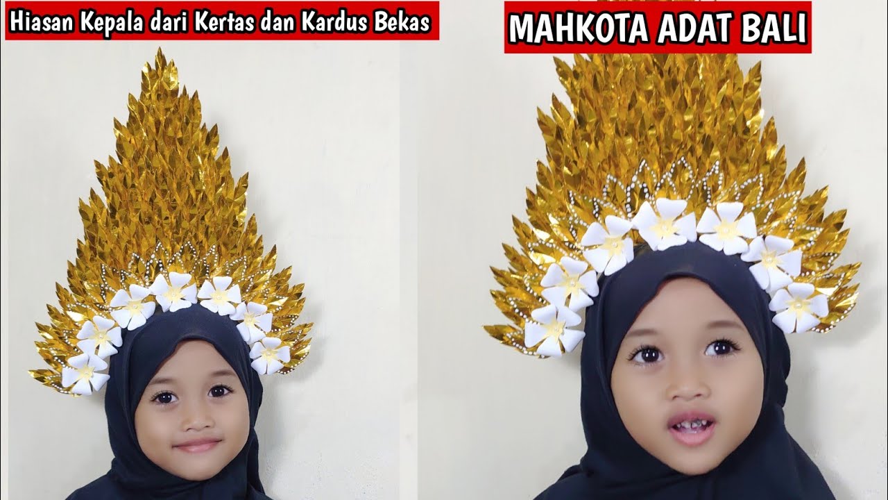 CARA MEMBUAT MAHKOTA ADAT BALI DARI KERTAS DAN KARDUS BEKAS || TUTORIAL MAHKOTA KERTAS MUDAH