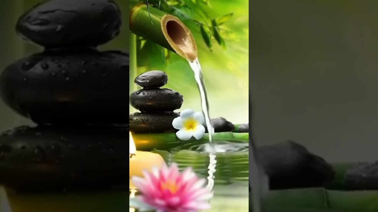 Bamboo water fountain and relaxing piano music for stress relief ,deep sleep, meditation 