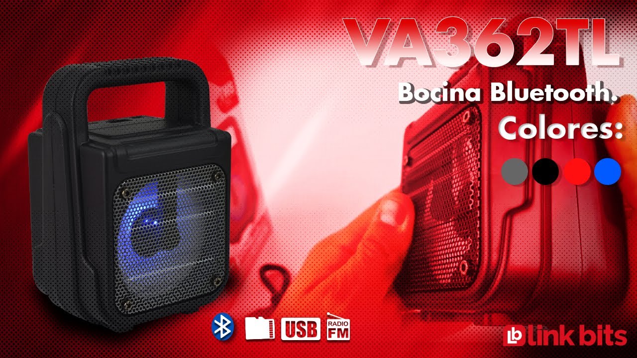 Link bits│VA362TL. Bocina Bluetooth de 3 pulgadas con luz led RGB.