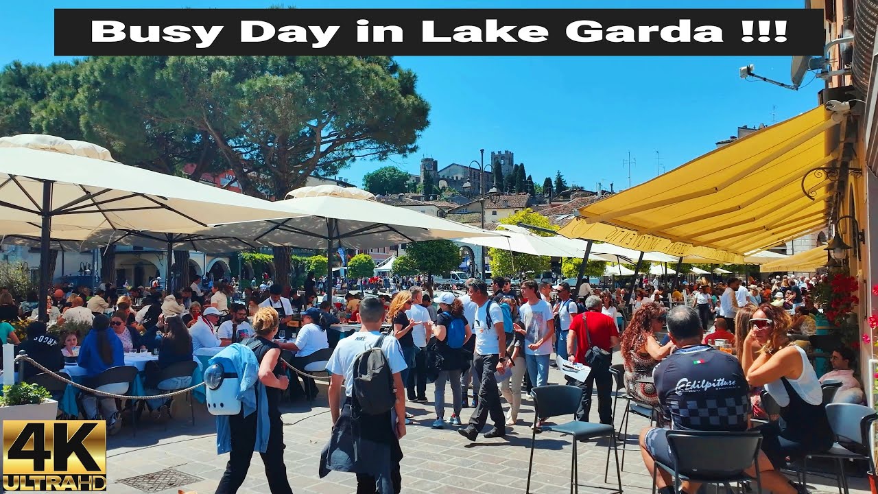 Lake Garda Tourist Chaos: Shocking Crowds Flood Desenzano Right Now | 4k60 fps