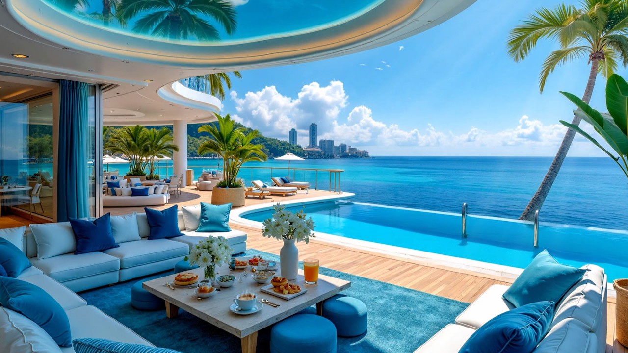Relaxing Jazz Cafe Ambience | Gentle Bossa Nova Jazz with Nature Sounds for Stress Relief