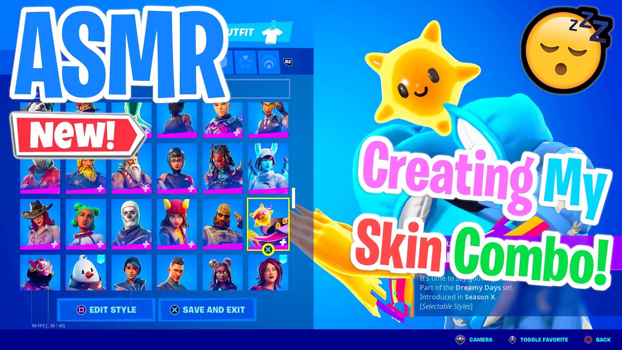 ASMR Gaming 😴 Fortnite Locker Tour Creating Relaxing Skin Combo Gum Chewing 🎧🎮 Controller Sounds 💤