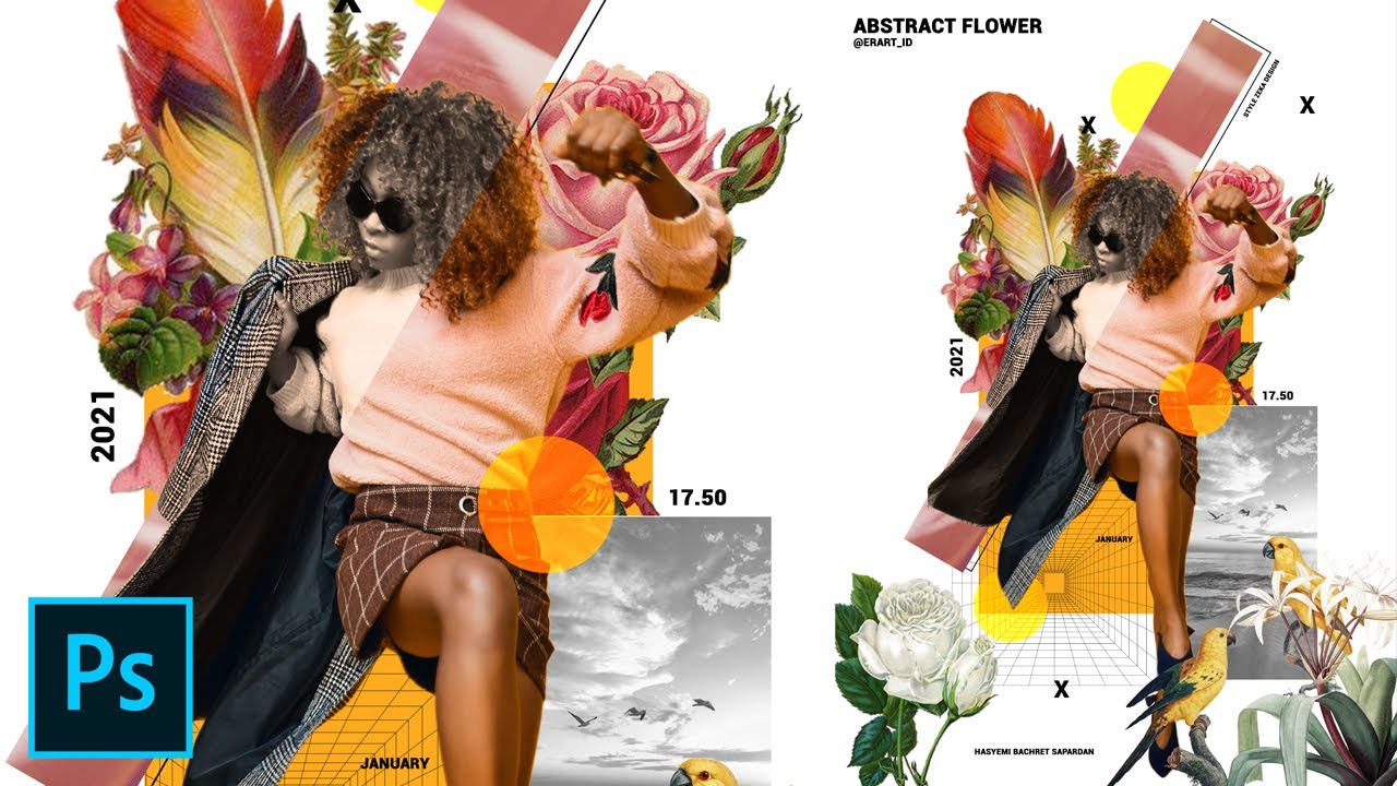 Абстрактный цветочный дизайн плаката ala Zeka Design - Урок Photoshop CC 2020