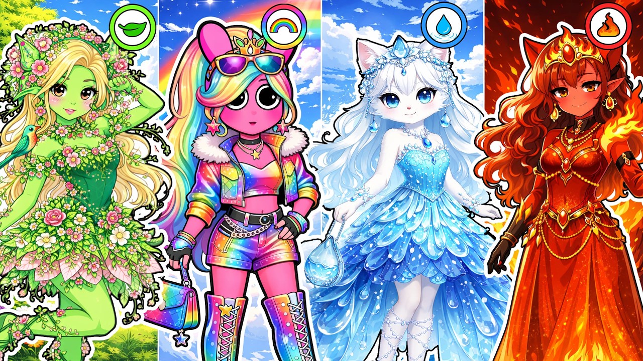 Sprunki Song: FIRE & ICE CLASH WITH RAINBOW AND NATURE — COLORFUL BEAUTY WAR | Paper DIY