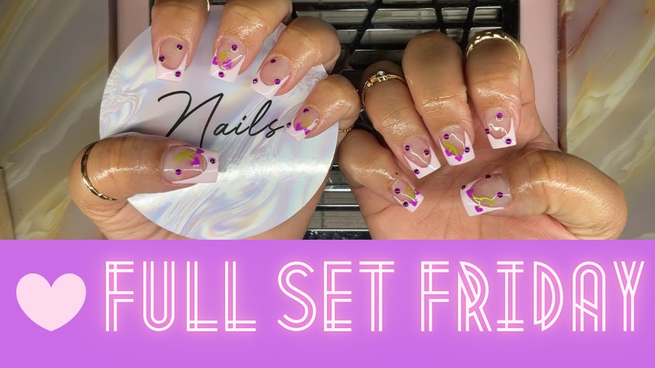 Full Set Friday | How To : Beginner Acrylic Nails | Spring set 💜
