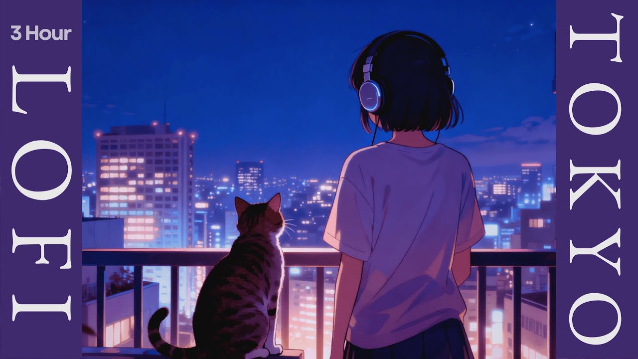 Relaxing Lofi 🌃 Tokyo Night City View from Balcony | Relax & Study