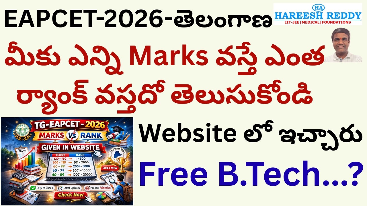 TG-EAPCET 2026 Marks vs Rank | Check Your Rank by Marks | Marks vs Rank Chart | Official  Data |