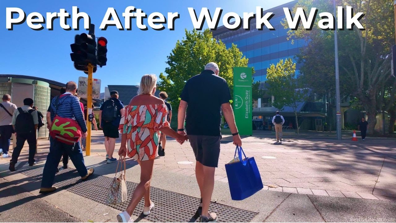 Perth After Work Walk — The Esplanade to Elizabeth Quay Station & Peak-Hour Train Journey (4K)