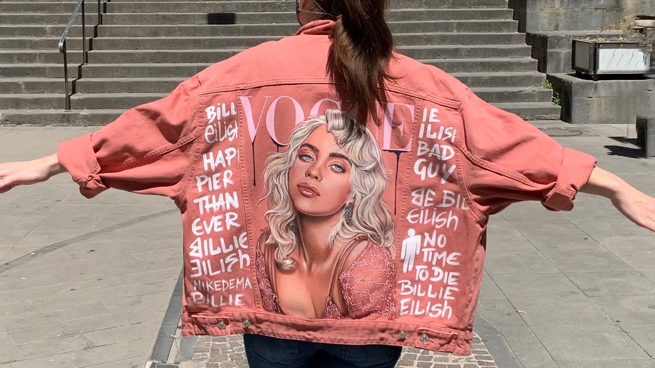 BILLIE EILISH PINK HANDPAINTED JACKET ON SALE!