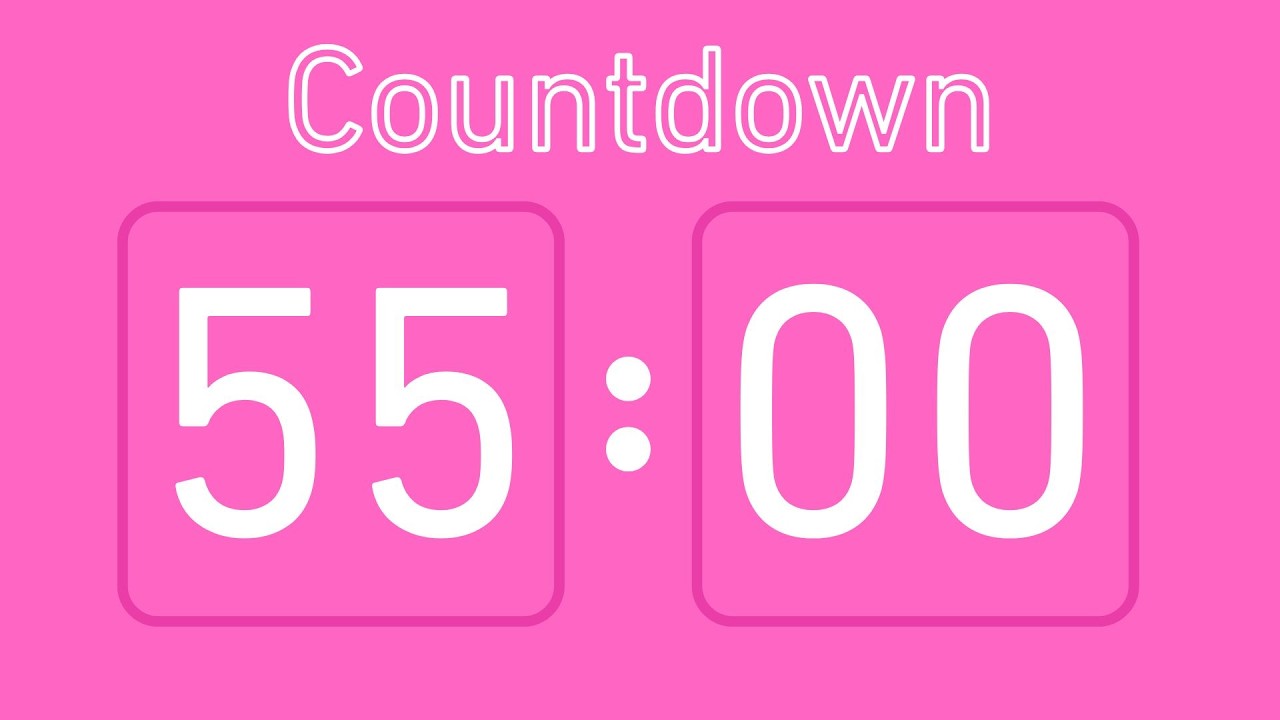 55 Minute Countdown Timer 🧡 Pastel Pink Background 🧡 ASMR Tick Tock | Minimal & Clean