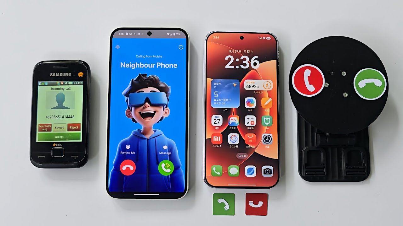 Samsung gtc3312,nothing phone2+icall dialer,xiaomi 17pm,phone holder big button incoming call