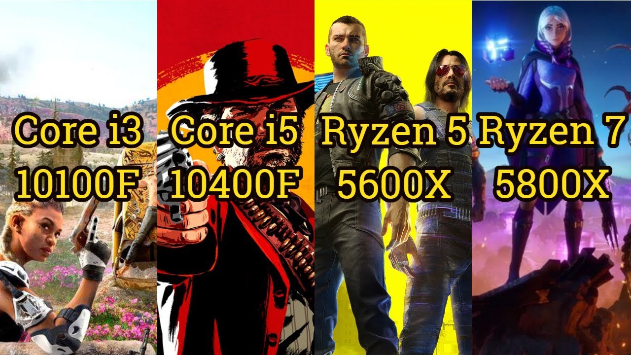 Core i3 10100F vs i5 10400F vs Ryzen 5 5600X vs R7 5800X = 6 GAMES in 2021