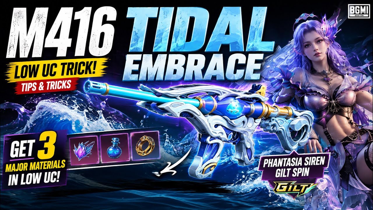 🔥 M416 TIDAL EMBRACE LOW UC TRICK 😱 | Phantasia Siren GILT Spin Tips & Tricks | BGMI
