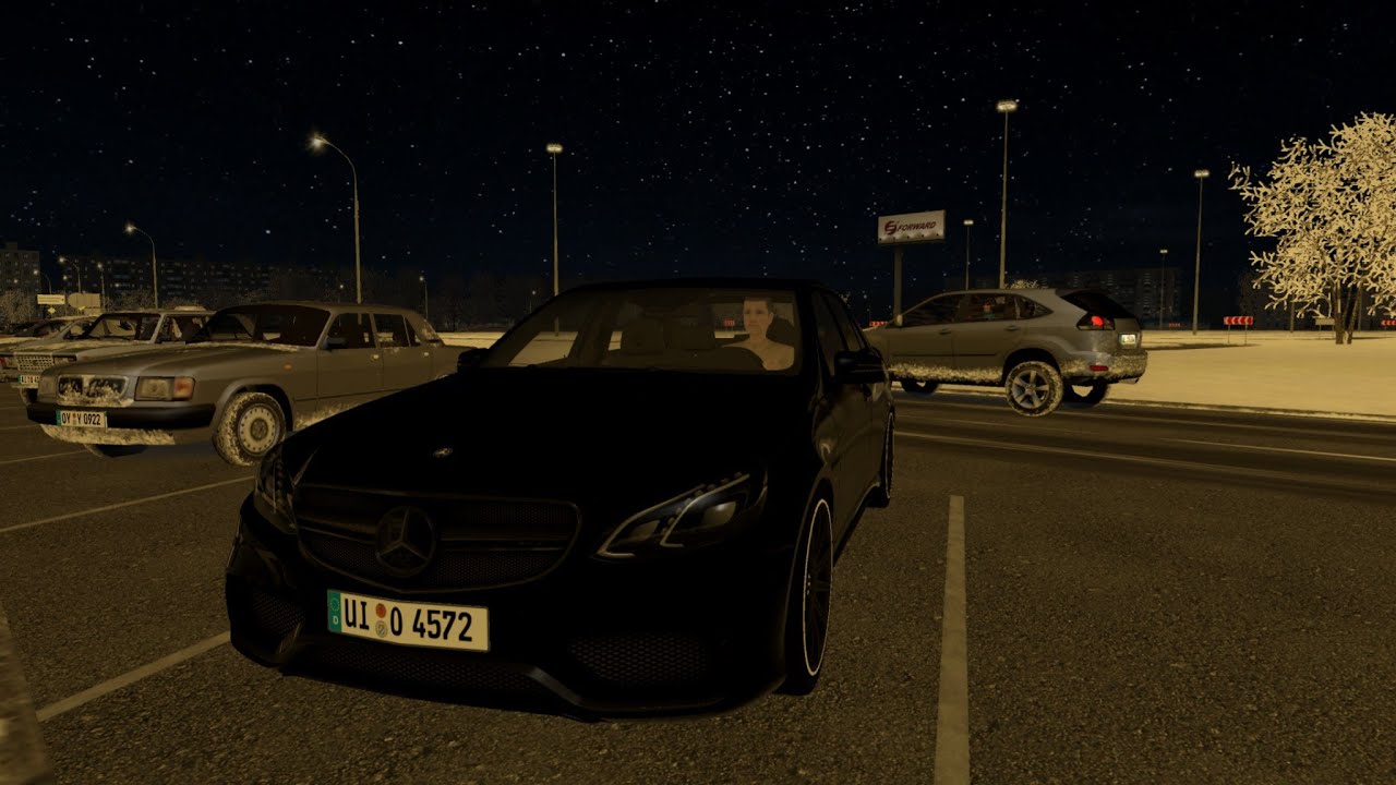 Mercedes E63 S city car driving
