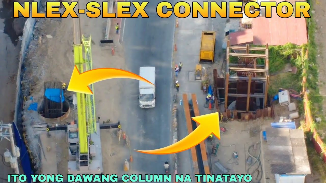 Это две колонны, которые строятся на участке 2 соединительной дороги NLEX-SLEX, улица Пако Санта ...