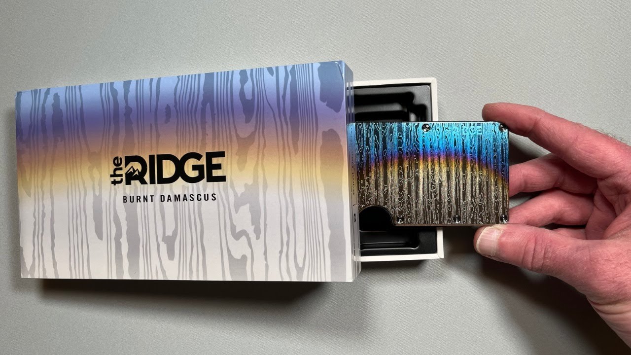 Burnt Damascus Ridge Wallet AMSR Unboxing and Overview