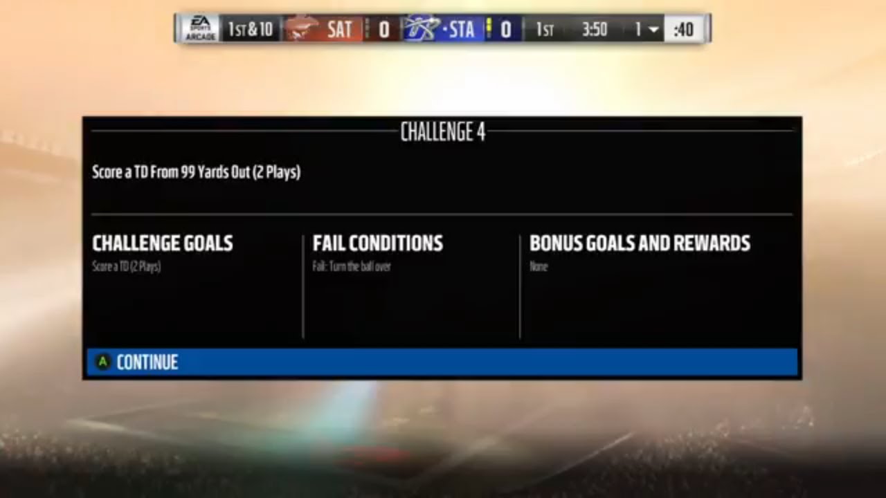 Madden 18 Week 20 Heroic Boss Battle Challenge 4 Score A Touchdown In First 2 Plays 99 Yards Out