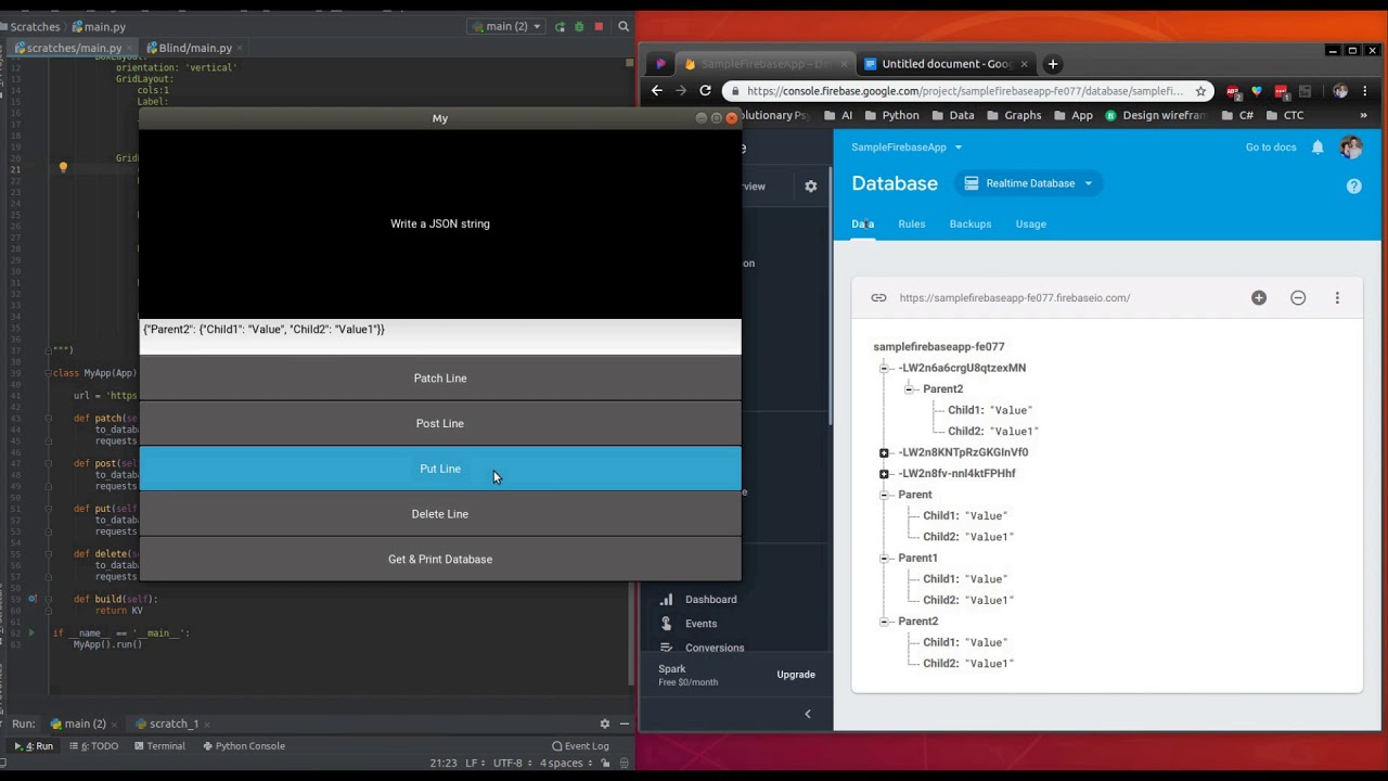 Using a Realtime Database in Python (Kivy) using Firebase