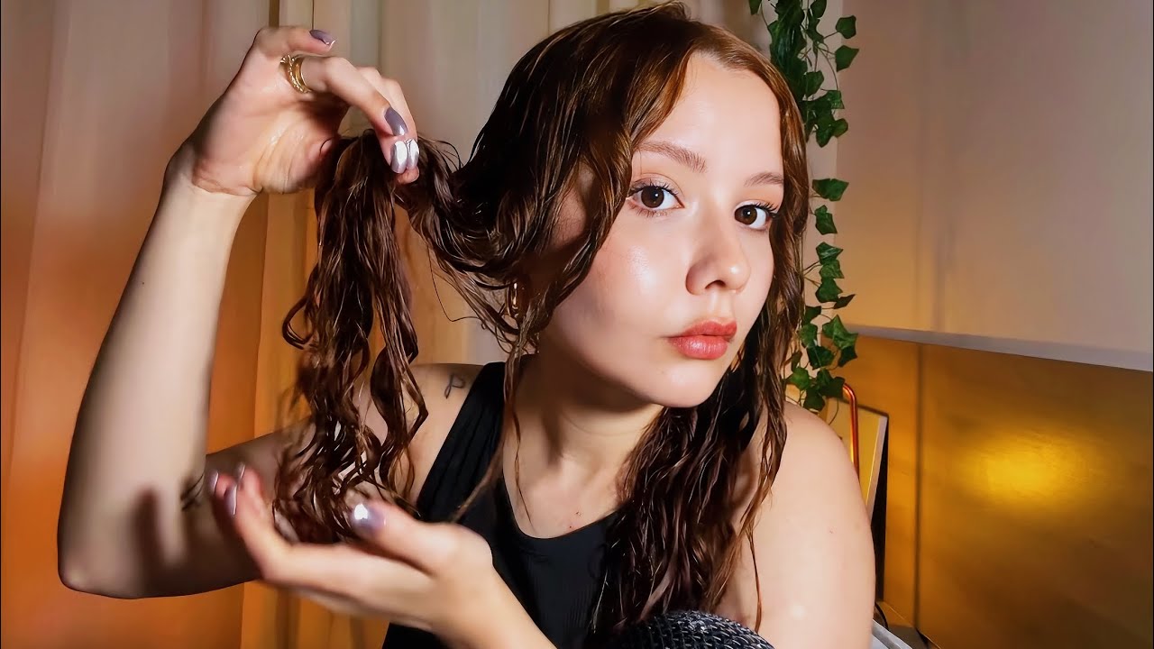 ASMR- FINALIZANDO O MEU CABELO ONDULADO PELA PRIMEIRA VEZ (conversa suave e relaxamento) 😴 