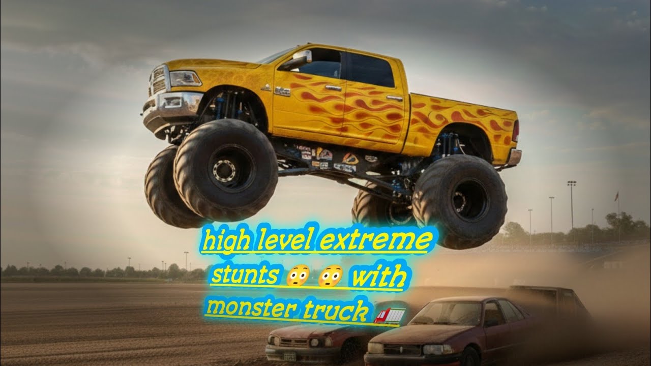 Extreme parkor with monster truck 🚛.      😱😱😱😳😳😳