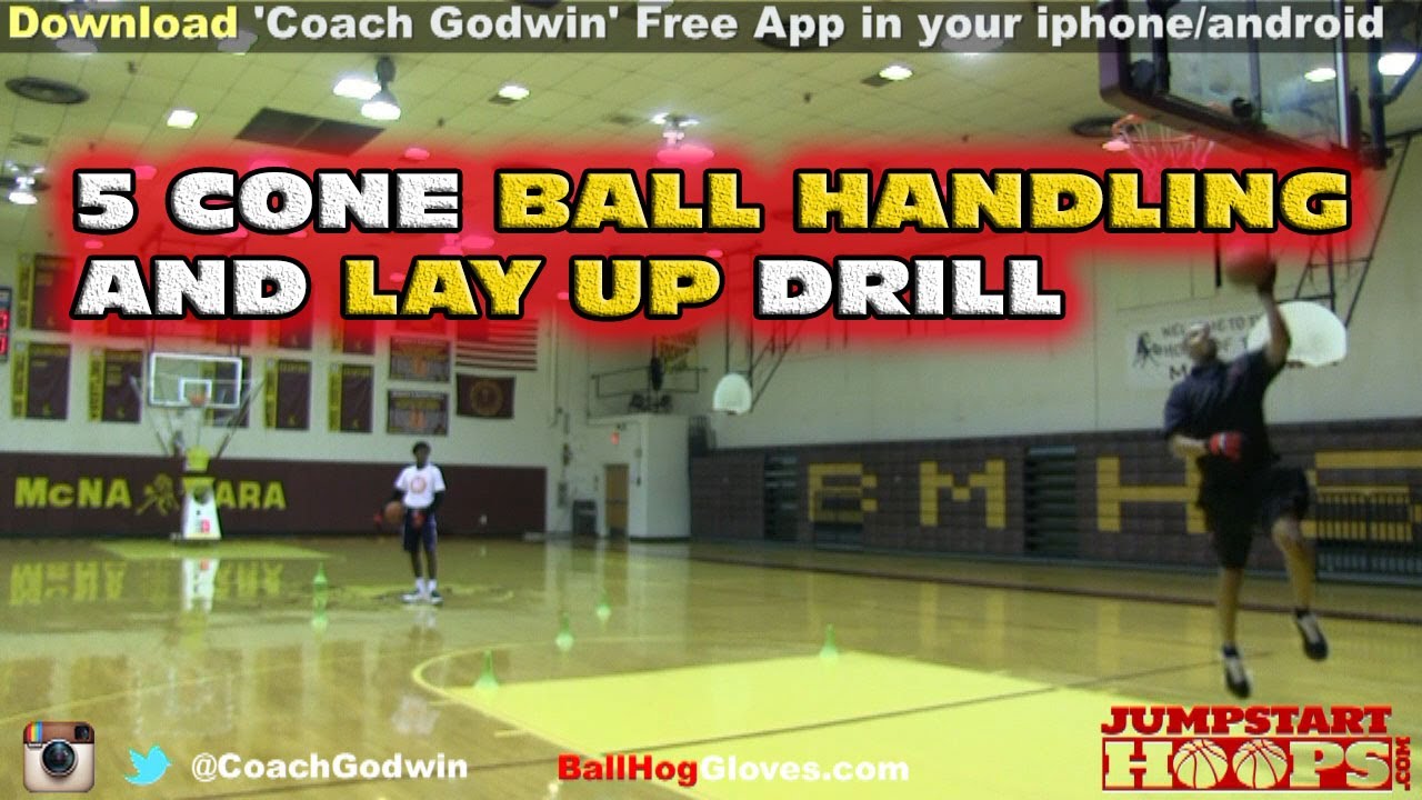 5 Cone Ball Handling and Layup Drill - Coach Godwin Ep: 108