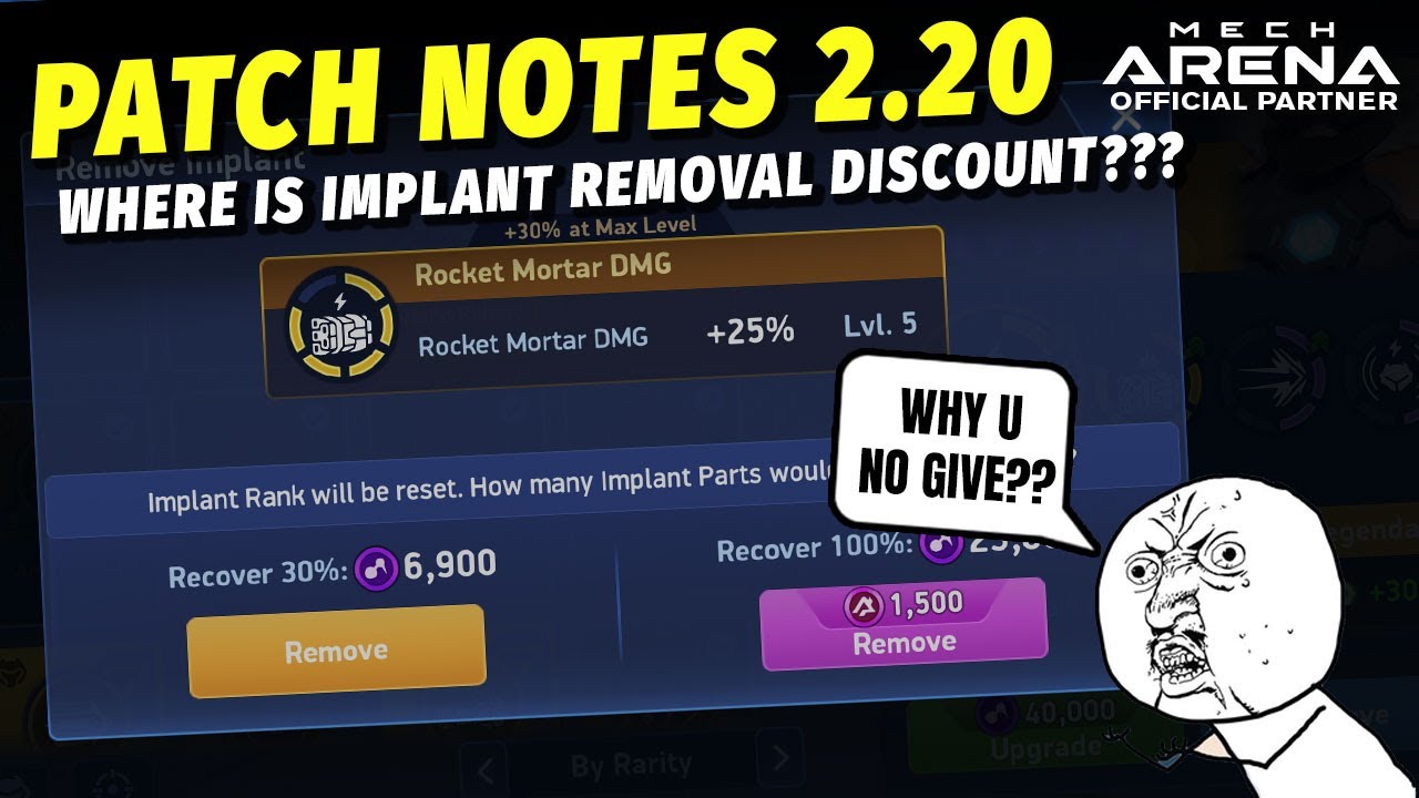 Patch Notes 2.20 - Where is Discount Removal?? | Mech Arena